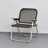 全城熱賣 - walkhike藤編折疊椅庭院戶外鋁合金籐椅陽臺便攜單人露營克米特椅褐色【加高款】-登山專用編織繩-加厚鋁合金椅架實用悠久編織工藝