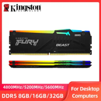 Kingston FURY Beast DDR5 RGB 8GB 16GB 32GB 4800 5200 5600 6000MHz Desktop AMD Intel CPU Motherboard Memory RAMs 288 PIN 1.1V