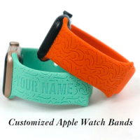 Floral Engraved Bands Compatible With Apple Watch Bands 38mm 40mm 41mm 42mm 44mm 45mm 49mm Women Dropshipping POD Custom Made