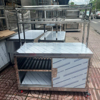 Tủ bàn chặt có kệ inox cho nhà bếp 60x120