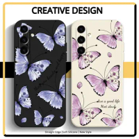 Butterfly Phone Case For Samsung A15 A25 A35 A55 5G A14 A24 4G Galaxy A34 A13 A33 A53 A54 A73 Shockproof Soft TPU Silicone Cover
