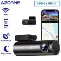 AZDOME M300S Dash Cam Voice Control 4K Wi-Fi GPS Car DVR Vehicle Camera 2160P Ultra HD Night Vision 24H Parking Monitor Recorder