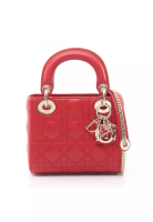 Christian Dior Pre-Loved Christian Dior lady dior mini Canage Handbag heart leather Red 2WAY