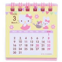 大賀屋 日本製 Hello Kitty 迷你桌曆 2020 萬年曆 年曆 月曆 日曆 行事曆 正版 L00011528
