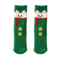 Women Coral Fleece Warm Socks Mid Christmas Socks For Ladies Comfort Breathable Coral Velvet Socks Xmas Gift Autumn Winter