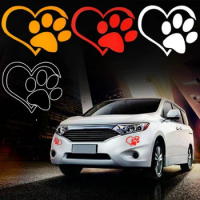 Love Heart Dog Paw Footprint Highly Reflective Sticker for Car Window Bumper Night Driving Warning Sign Reflector Animal Decal