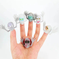 6Pcs / set of ghosts Halloween monster puppets play educational dolls PVC toys children's fingers puppet gifts tell stories