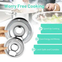 4Pcs 6/8-Inch Cooktop Drip Pan Round Electric Stove Top Burner Chrome Filter Tray Holder Replacement Kitchen Supplies