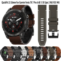 22/26mm Smart Watch For Garmin Epix Gen 2 Sport Silicone leather Strap Fenix 7 7X 5 5X Plus 6 6X Pro 3HR Bracelet Quick Easyfit