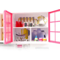 Pretend Play Mini Educational Toys Funny Gift Doll House Furniture LED Music Stove Fridge Kids Cooking Toy for children birthday