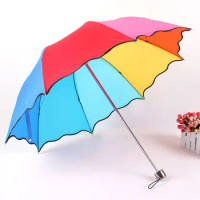 Aurora rainbow umbrella creative umbrella UV umbrella 3318A folded umbrellas advertising