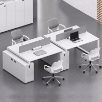 免運 辦公桌 職員辦公桌6人位白色簡約屏風單人雙人工位四人位辦公電腦桌組合-快速出貨