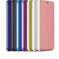 100pcs/lot Clear View Flip Cover Mirror Stand Leather+PC Cover case For Samsung Galaxy M30 M10 A10 A20 A30 A40 A50 A70