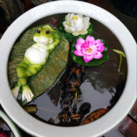 水缸造景魚缸魚池裝飾造景戶外花園創意仿真鴨子青蛙流水漂浮擺件