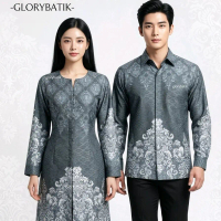 Couple Batik Pria Wanita Dobby Furing Premium | Glory Batik Atasan Batik Pria Wanita Lengan Panjang 
