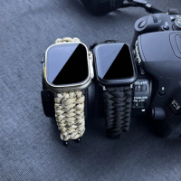 For Apple Watch Ultra 49mm 45mm 44mm 42mm band 41mm 40mm Outdoor Survival Rope Strap for iwatch SE 8 7 6 5 4 Sport Braided Band