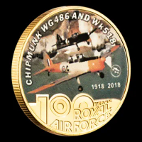 Chipmunk WG486 and Wk518 Fighter Operated By RAF 100th Anniversary of Royal Air Force Gold Plated Commemorative Coins