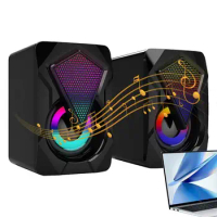 Desktop PC Speakers Colorful RGB Desktop PC Speakers Clear Sound Multimedia 2Pcs Plug &amp; Play Speakers For Desktop PC All