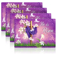Easter Placemats for Dining Table Easter He Is Risen Placemats Religious Cross Table Mats for Christian Home Kitchen Decorations