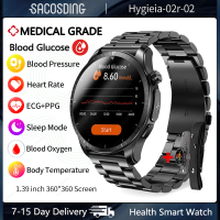 สมาร์ทนาฬิกา ECG PPG ระดับน้ำตาลในเลือดอุณหภูมิร่างกาย True Blood Oxygen Smartwatch 1.39นิ้ว360*360หน้าจอ นาฬิกาสุขภาพ
