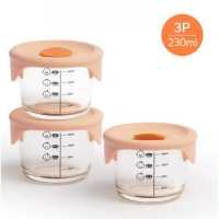 LLG508S3 - Hộp đựng thức ăn cho bé Lock&Lock có vạch chia 230ml*3 hộp - Nắp màu cam