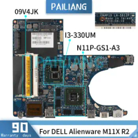 PAILIANG Laptop motherboard For DELL Alienware M11X R2 I3-330UM Mainboard LA-5812P 09V4JK N11P-GS1-A3 DDR3 tesed