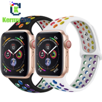Colorful Silicone Strap for Apple Watch Band 44mm 40mm 42mm 38mm Rubber Band Bracelet for Iwatch Series 5 4 3 2 1 Watch Loop