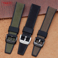 Thickened nylon strap with Silicone Rubber bottom watchband 21mm 22mm for seiko SUR325P1 timex tissot watch band mens wristband