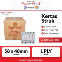 Kertas Struk Kasir Register Roll HVS Paperpryns 1PLY 58 x 48mm (1 Box isi 100 Roll)