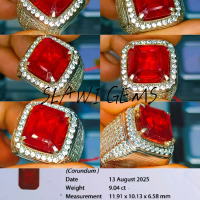 CINCIN NATURAL RED RUBY PIGEON BLOOD RING SILVER HQ
