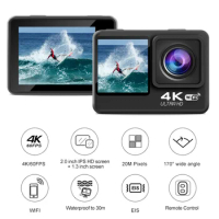 Action Camera 4K WiFi Underwater Waterproof Action Cam 20MP Ultra HD 60FPS Helmet Video Recording Touch Screen EIS Sport Cam