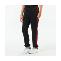 【NST JEANS】紅色跑酷 薄款 男口袋拉鍊彈力束口褲-Jogger長褲 超大尺碼(397-66838)