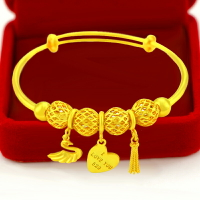 潘家風格手鐲女輕奢小眾愛心天鵝精致越南鍍黃金diy手環沙金飾品