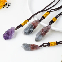 1pc Natural Crystal Stone Aurora 23 Pendant Auralite-23 Crystal Necklace Healing Stone Energy Gemstone Women Jewelry Gifts