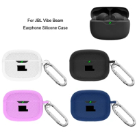 Soft Silicone Cover Dust-resistant Shell for JBL Vibe Beam Earbuds Charging Case Protective Case with Carabiner