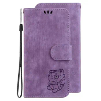 Cat Cartoon Flip Case For Nokia G42 XR21 X10 X20 G10 G20 XR20 C10 C20 G300 Cases Magnetic Lavender Plain Coque Phone Cover