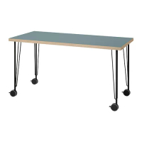 LAGKAPTEN/KRILLE 書桌/工作桌, 深土耳其藍/黑色, 140x60 公分
