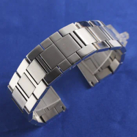New 23mm Silver Stainless Steel Watch Bracelet Band Strap For CARTIER TANK SOLO