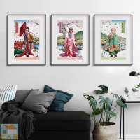 日式浮世繪簡約版畫霞之丘詩羽現代美人客廳臥室版畫客廳裝飾畫