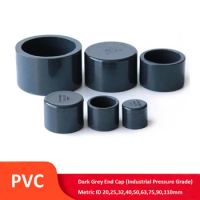 1Pcs Dark Grey PVC End Cap ID 20,25,32,40,50,63,75,90,110mm Metric Solvent Weld Pipe Fitting Industrial Pressure Grade Pipe End