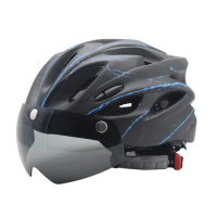 Bicycle Helmet, Highway Mountain Bicycle Riding Helmet Integrated Magnetic Suction Goggles Helmet Riding Helmet