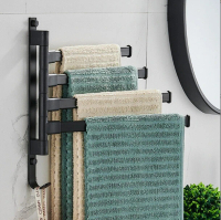 太空鋁旋轉毛巾架（黑色扁桿-4桿）#DADADI