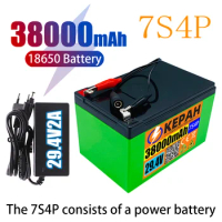 24V 7s4p 38000MAH high power 38ah 18650 lithium battery with BMS 29,4v electric bicycle + 2A charger