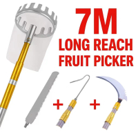 7M Telescopic Fruit Picker | Alat Petik Buah Panjang | Flexible Design | Easy Reach High Trees | Rus