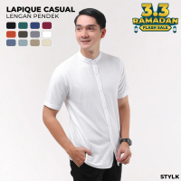 Stylelaki LAPIQUE - Kemeja Putih Pria Casual Lengan Pendek Slim Fit Anti Kusut Nyaman dan Lembut