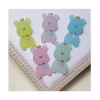 Resin Jelly Color Cartoon Bear Flat Back Cabochons Embellishments Scrapbooking DIY Phone Decoration Hair Bows Accessories