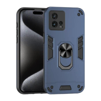 Hybrid Armor Shockproof Phone Case For Motorola Moto G72 6.6 inches Metal Ring Holder Soft TPU Frame Hard Plastic Back Cover