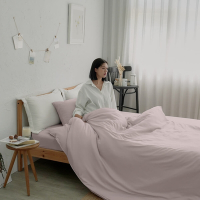 BUHO 天絲™萊賽爾3.5尺單人床包枕套組(灰櫻粉)