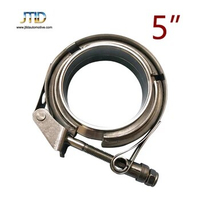 JTLD Stainless Steel 304 5 Inch Quick Release V-Band Clamp Kit for Turbo Downpipe Exhaust 127mm V Band Clamp with Flanges