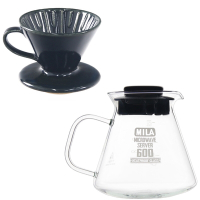 MILA日本製 織部燒 咖啡濾杯01-清海風琉璃+耐熱玻璃壺600ml